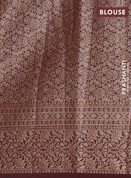 Semi chiniya silk saree brown with allover thread & zari woven buttas and woven border