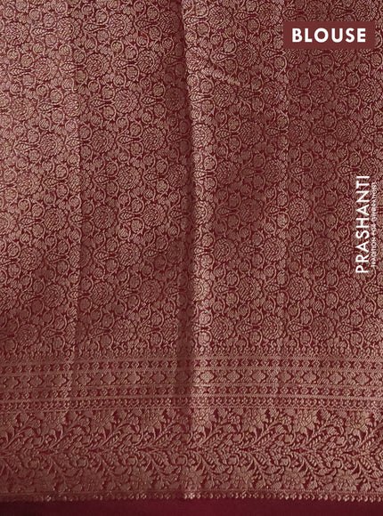 Semi chiniya silk saree wine shade with allover thread & zari woven buttas and woven border