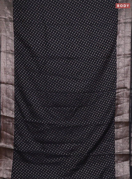 Semi chiniya silk saree black with allover thread & zari woven buttas and woven border