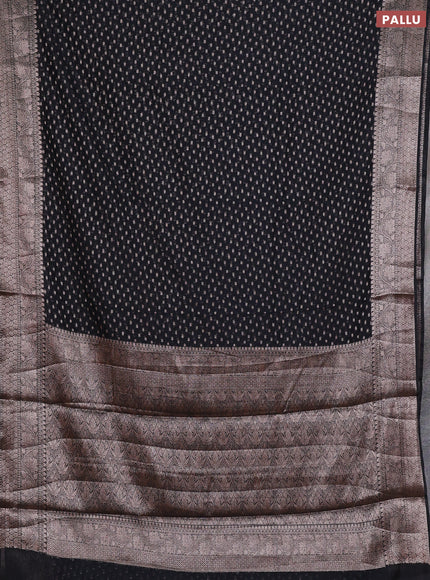 Semi chiniya silk saree black with allover thread & zari woven buttas and woven border