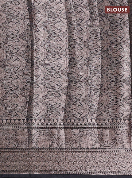 Semi chiniya silk saree black with allover thread & zari woven buttas and woven border