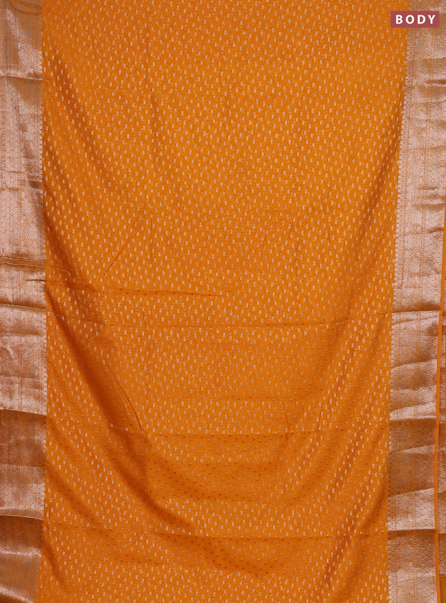 Semi chiniya silk saree mango yellow with allover thread & zari woven buttas and woven border