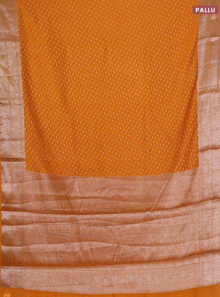 Semi chiniya silk saree mango yellow with allover thread & zari woven buttas and woven border