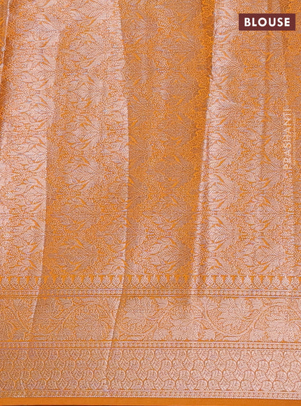 Semi chiniya silk saree mango yellow with allover thread & zari woven buttas and woven border