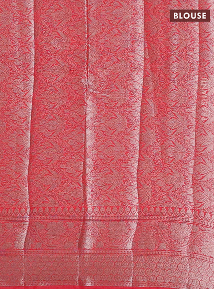 Semi chiniya silk saree red with allover thread & zari woven buttas and woven border