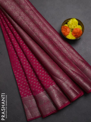 Semi chiniya silk saree pink with allover thread & zari woven buttas and woven border