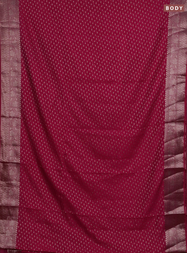 Semi chiniya silk saree pink with allover thread & zari woven buttas and woven border