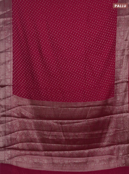 Semi chiniya silk saree pink with allover thread & zari woven buttas and woven border