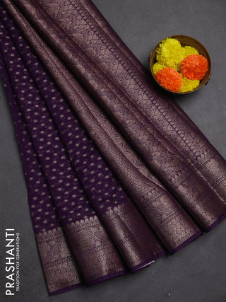 Semi chiniya silk saree purple with allover thread & zari woven buttas and woven border
