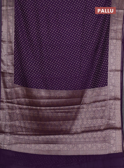 Semi chiniya silk saree purple with allover thread & zari woven buttas and woven border