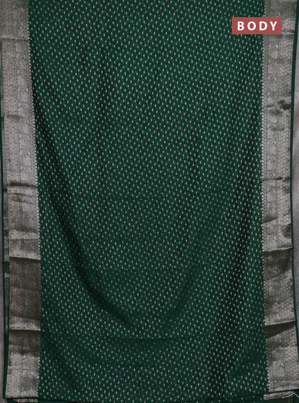 Semi chiniya silk saree dark green with allover thread & zari woven buttas and woven border