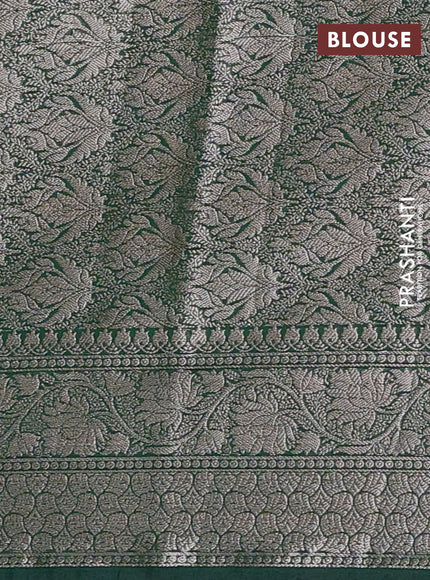 Semi chiniya silk saree dark green with allover thread & zari woven buttas and woven border