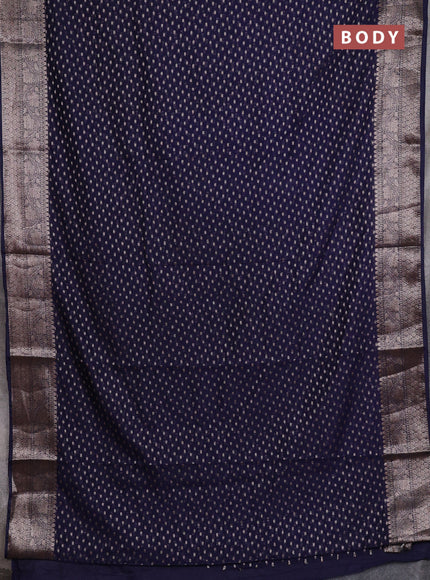 Semi chiniya silk saree navy blue with allover thread & zari woven buttas and woven border