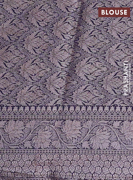 Semi chiniya silk saree navy blue with allover thread & zari woven buttas and woven border