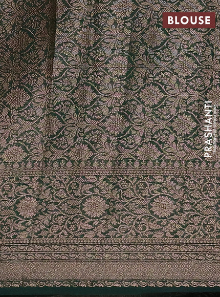 Semi chiniya silk saree maroon and bottle green with allover thread & zari weaves and woven border