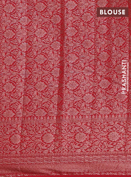 Semi chiniya silk saree navy blue and red with allover thread & zari weaves and woven border