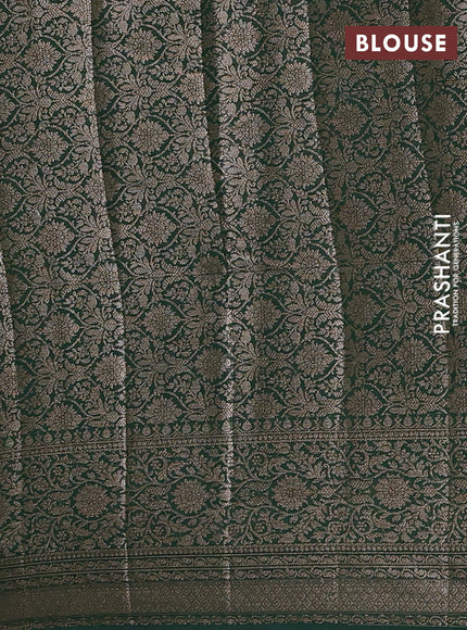 Semi chiniya silk saree red and bottle green with allover thread & zari weaves and woven border