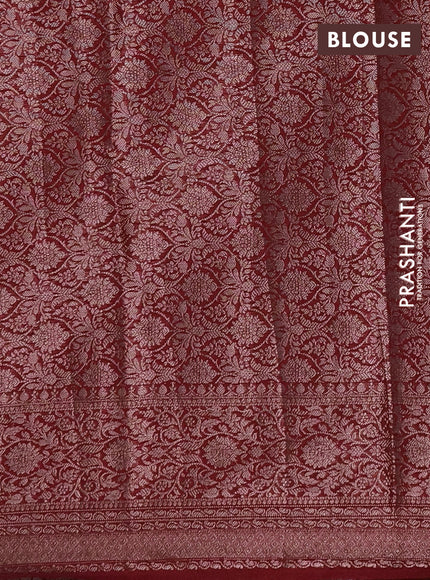 Semi chiniya silk saree red with allover thread & zari weaves and woven border