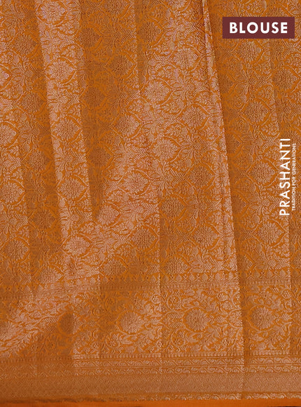 Semi chiniya silk saree mango yellow with allover thread & zari weaves and woven border