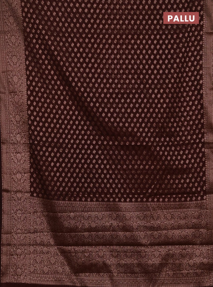 Semi chiniya silk saree coffee brown with allover thread & zari weaves and woven border