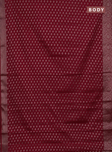 Semi chiniya silk saree pink with allover thread & zari weaves and woven border