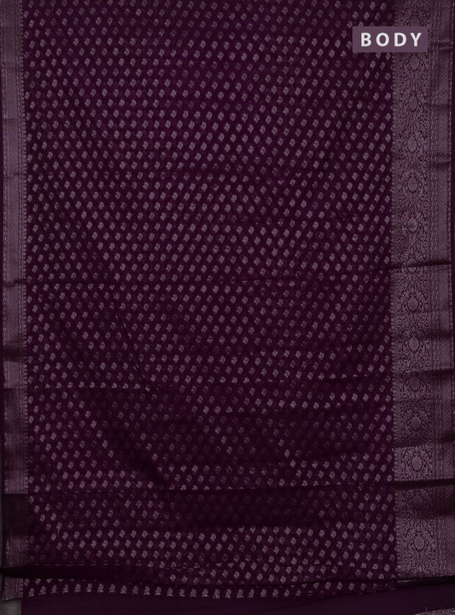 Semi chiniya silk saree purple with allover thread & zari weaves and woven border