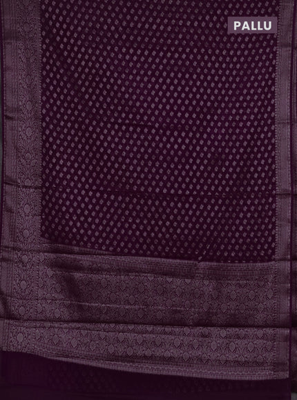 Semi chiniya silk saree purple with allover thread & zari weaves and woven border