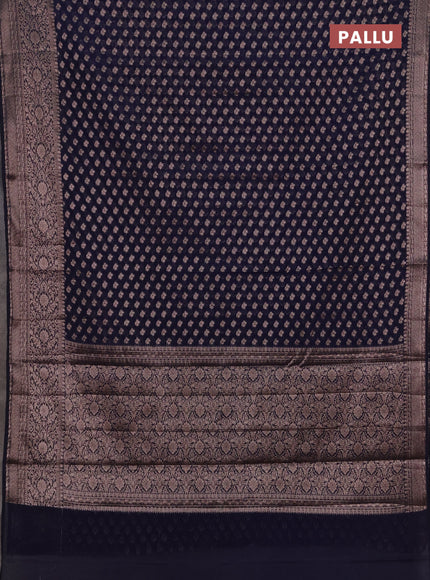 Semi chiniya silk saree navy blue with allover thread & zari weaves and woven border