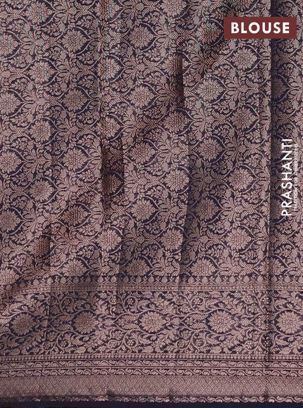 Semi chiniya silk saree navy blue with allover thread & zari weaves and woven border