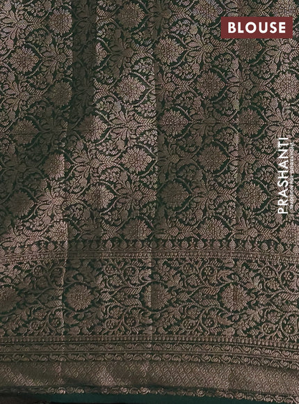 Semi chiniya silk saree pink and bottle green with allover thread & zari weaves and woven border