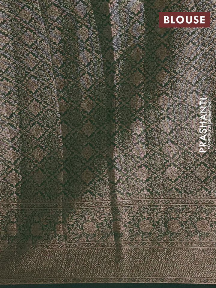 Semi chiniya silk saree red and bottle with allover thread & zari weaves and woven border