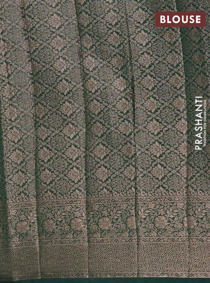 Semi chiniya silk saree wine shade and bottle green with allover thread & zari weaves and woven border