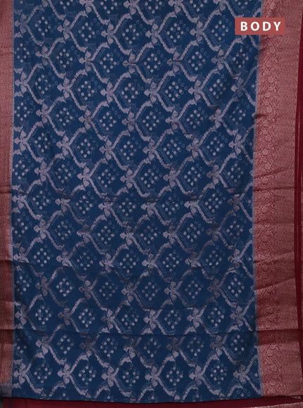 Semi chiniya silk saree peacock blue and wine shade with allover thread & zari weaves and woven border