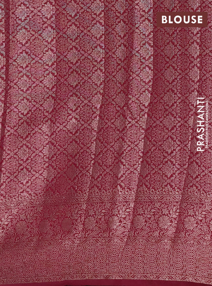 Semi chiniya silk saree peacock blue and wine shade with allover thread & zari weaves and woven border