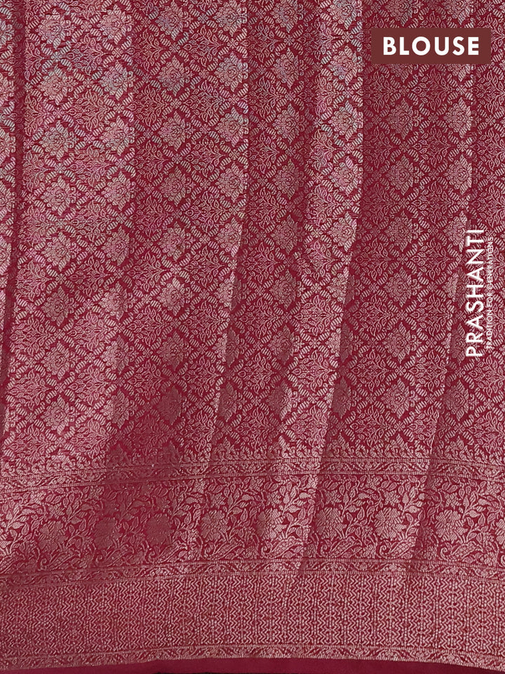 Semi chiniya silk saree peacock blue and wine shade with allover thread & zari weaves and woven border