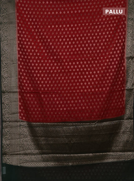 Semi chiniya silk saree red and bottle green with allover thread & zari woven buttas and woven border