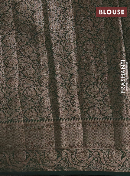 Semi chiniya silk saree red and bottle green with allover thread & zari woven buttas and woven border