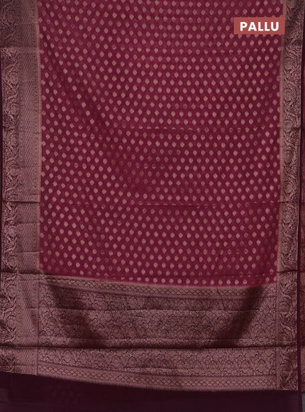 Semi chiniya silk saree mauve pink and wine shade with allover thread & zari woven buttas and woven border