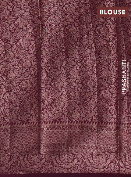 Semi chiniya silk saree mauve pink and wine shade with allover thread & zari woven buttas and woven border