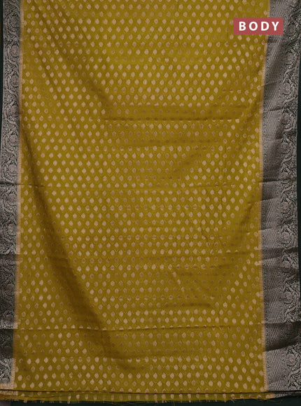 Semi chiniya silk saree mehendi green and bottle green with allover thread & zari woven buttas and woven border