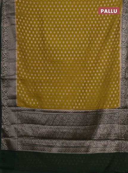 Semi chiniya silk saree mehendi green and bottle green with allover thread & zari woven buttas and woven border
