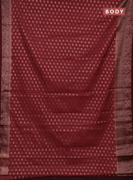 Semi chiniya silk saree pastel maroon and deep maroon with allover thread & zari woven buttas and woven border