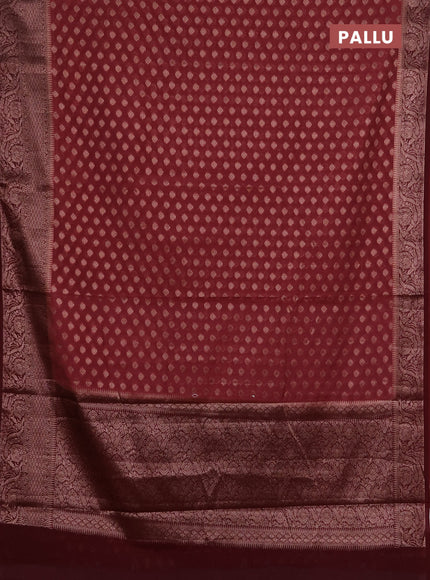 Semi chiniya silk saree pastel maroon and deep maroon with allover thread & zari woven buttas and woven border