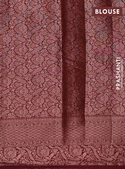 Semi chiniya silk saree pastel maroon and deep maroon with allover thread & zari woven buttas and woven border