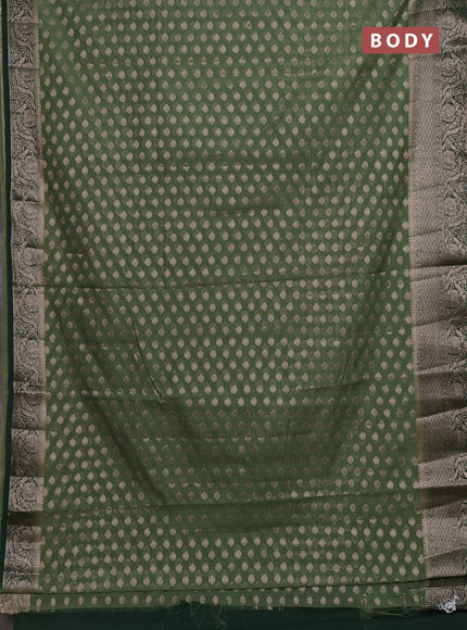 Semi chiniya silk saree pastel green and bottle green with allover thread & zari woven buttas and woven border