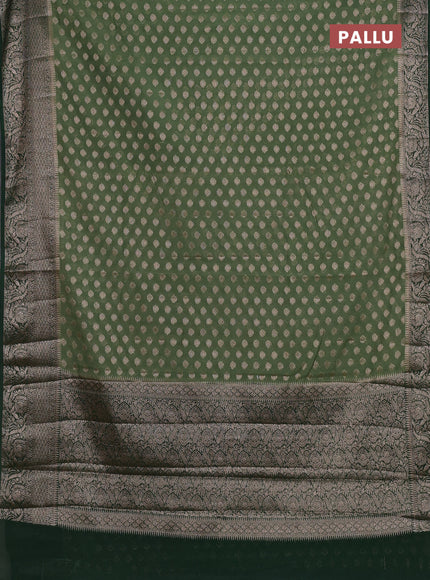 Semi chiniya silk saree pastel green and bottle green with allover thread & zari woven buttas and woven border