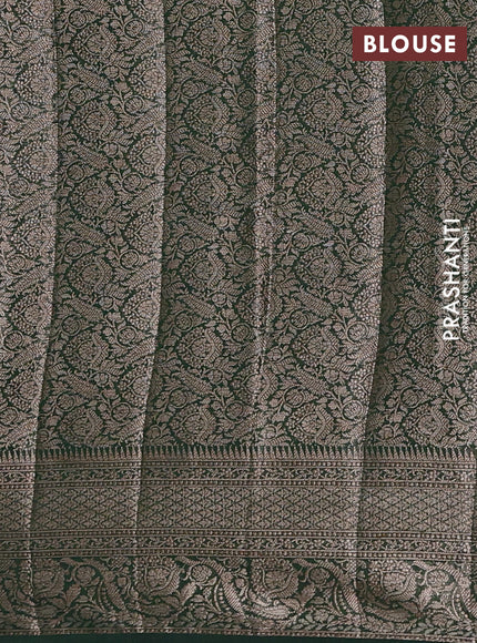 Semi chiniya silk saree pastel green and bottle green with allover thread & zari woven buttas and woven border