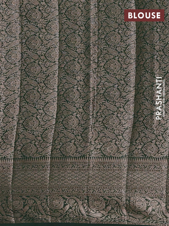 Semi chiniya silk saree pastel green and bottle green with allover thread & zari woven buttas and woven border