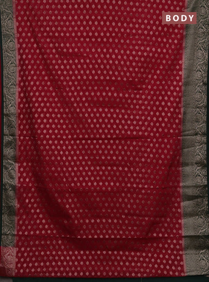 Semi chiniya silk saree pink and bottle green with allover thread & zari woven buttas and woven border