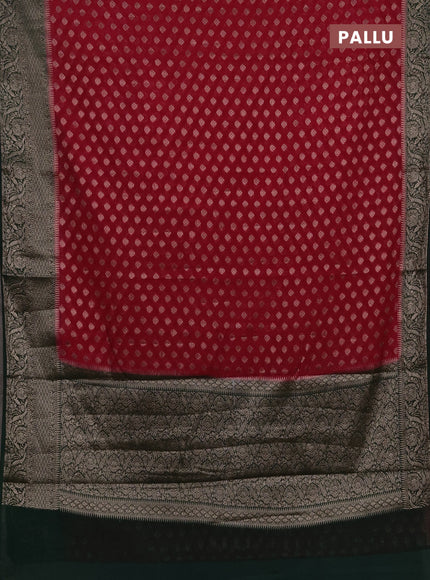 Semi chiniya silk saree pink and bottle green with allover thread & zari woven buttas and woven border